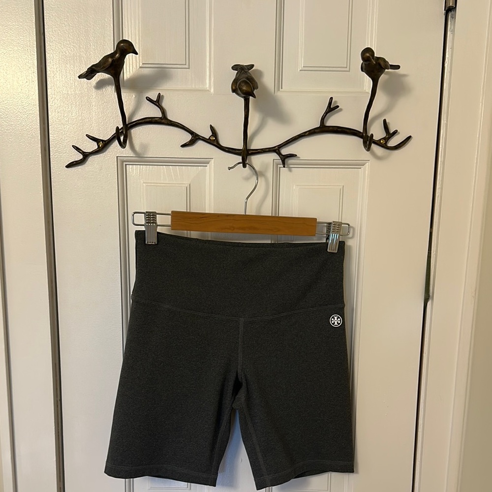 Tory Burch Gray Bike Shorts High-Waisted Stretch